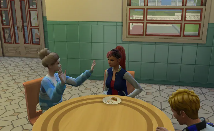 跟葛瑞塔邊吃飯邊聊天~