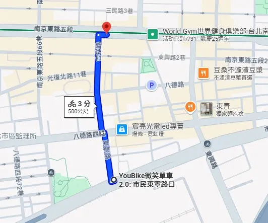 南京三民到鐵道博物館自行車示意圖