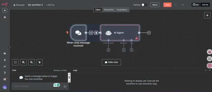 n8n介面 - AI Agent