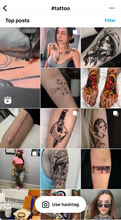 Instagram刺青分享示意圖