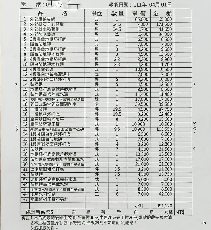 千里外突傳砲響建材一日三市，報價有效期一週。