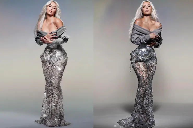 Kim Kardashian的Maison Margiela很好看，但針織外套似乎沒那麼適合這個場合。圖/摘自Kim Kardashian IG