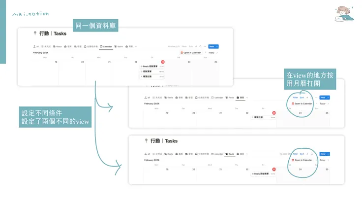 用不同的篩選等條件，設定不一樣的view