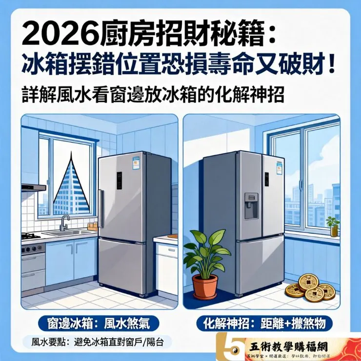 2026廚房招財秘籍：冰箱擺錯位置恐損壽命又破財！王均景老師詳解風水看窗邊放冰箱的化解神招