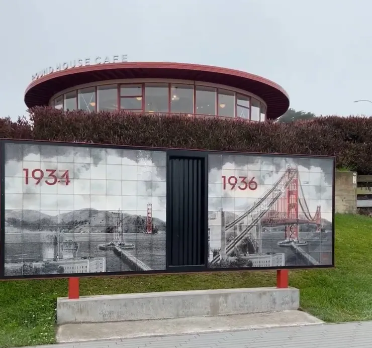 金門大橋 - 不同的角度可以看到不同年份的建造過程