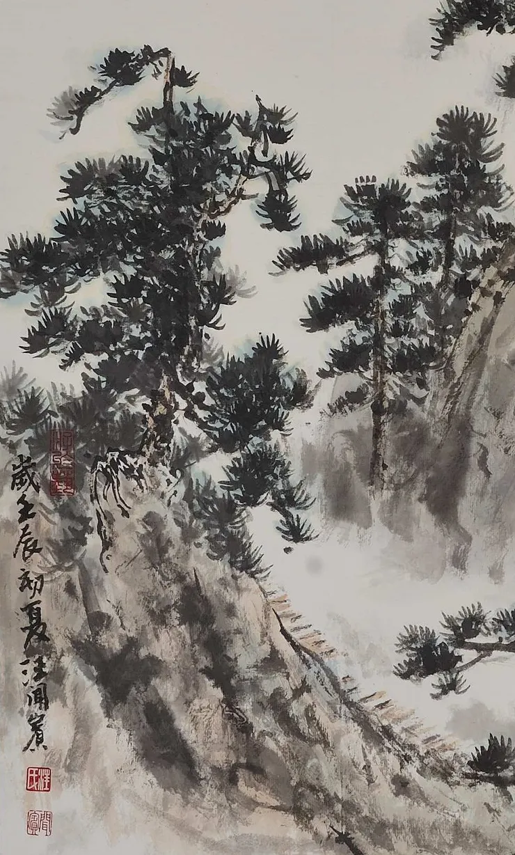 〈山亭晚翠〉局部— 近坡