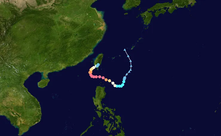 山陀兒的繞行軌跡(圖片引用：Meow / Wikipedia:WikiProject Tropical cyclones/Tracks.)
