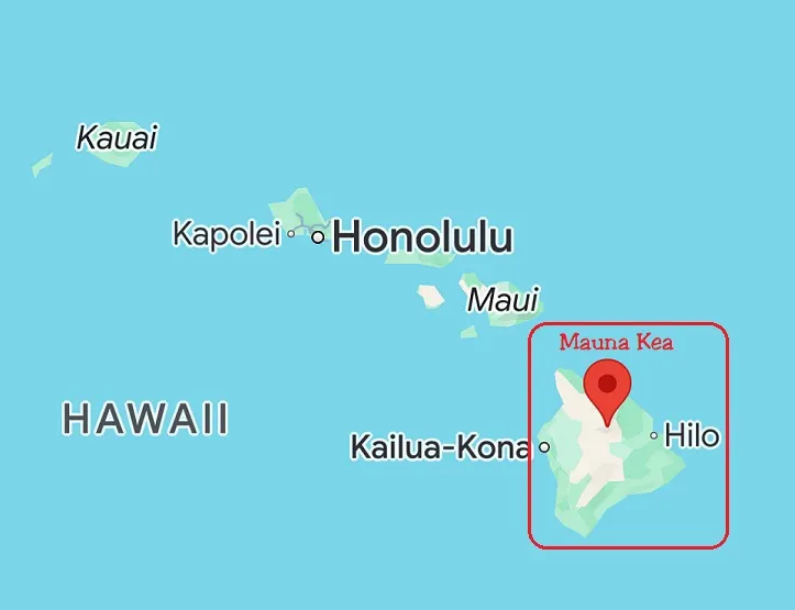 Big Island大島Mauna Kea所在位置