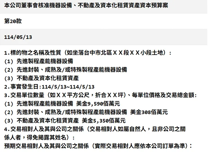 台積電5/13重訊,觀測站