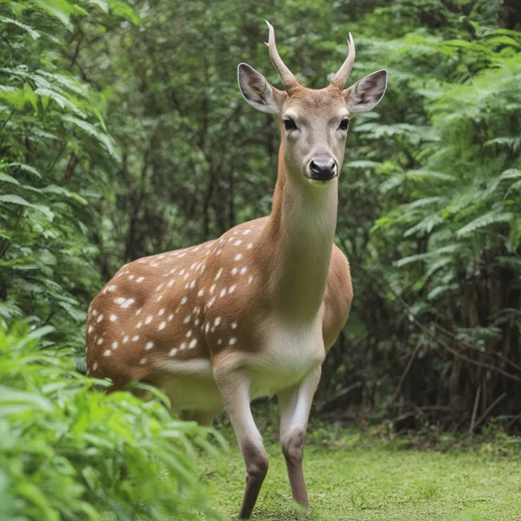 一頭剛剛換過鹿角的悠閑公鹿 / AI攝影