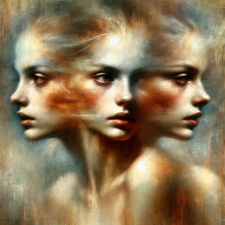 It was a portrait, distorted beyond recognition - an unsettling blend of features bleeding into each other, as if time itself had folded them together.