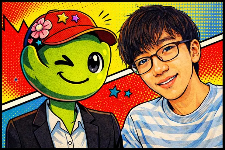 ChatGPT生成的我和小蒈的合照 (想像總是美好的，因為我也沒看過小蒈這樣笑過)