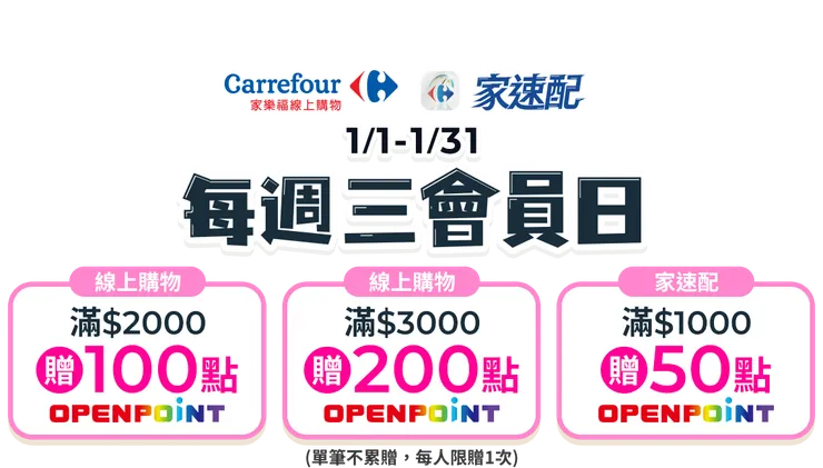 家樂福/家速配每週三會員日