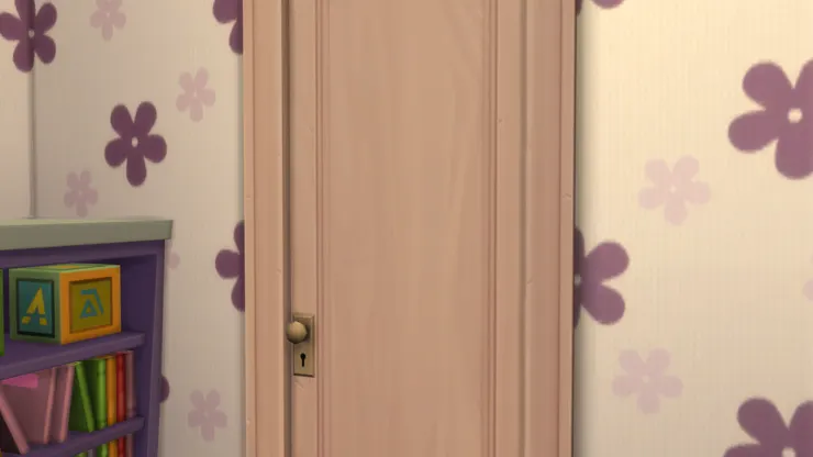 房間的門也用上了粉紅色,跟房間相配。