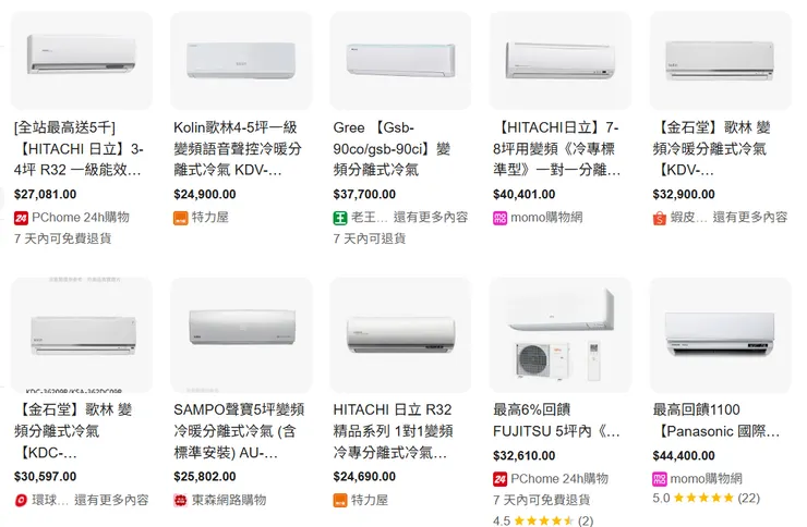 分離式冷氣 / 圖片來源:google搜尋分離式冷氣