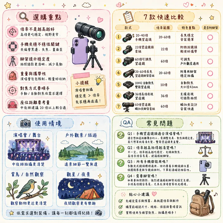 【手機望遠鏡頭推薦】演唱會拍偶像會晃嗎 🔭 2026 Dcard、Threads熱議 7 款 APEXEL 高倍鏡比較
