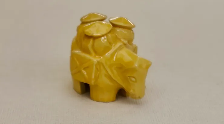 黄交趾 午蓋置　永楽即全造