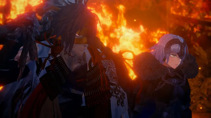 扭曲的執念在他眼裡燃燒，與Lancer一同交織出復仇的火焰。