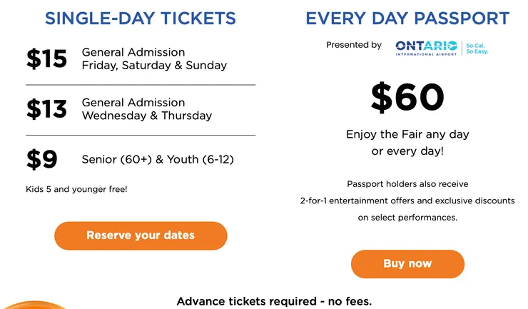 OC Fair 門票需事先在官網上購買。