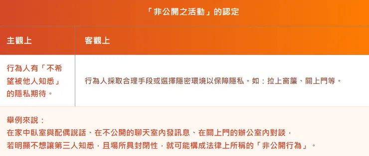 法律上對於非公開活動的認定