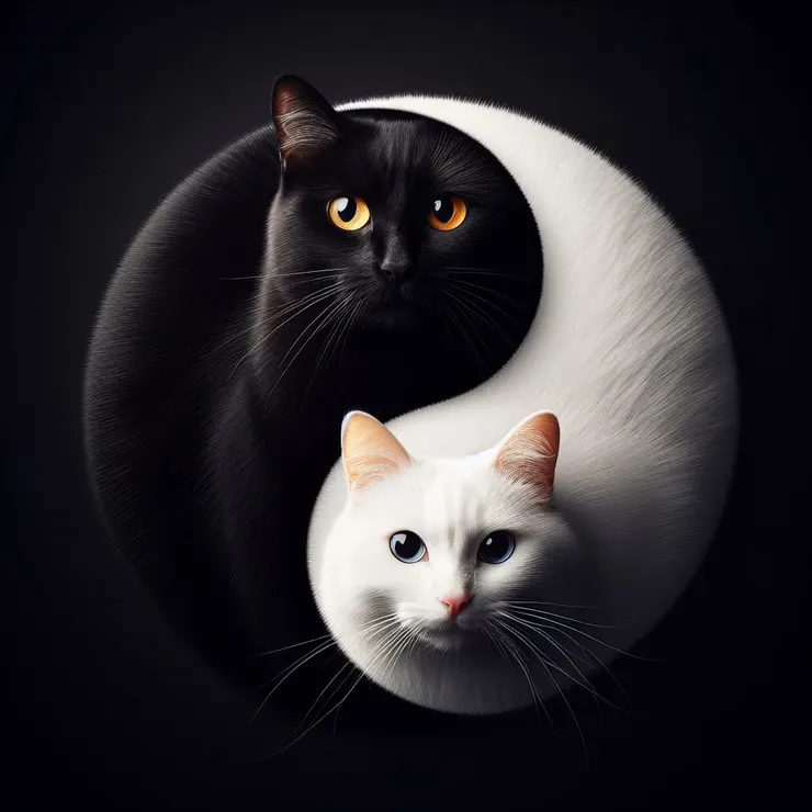 黑中有白，白中有黑；我們代表宇宙人生萬象。Miao～