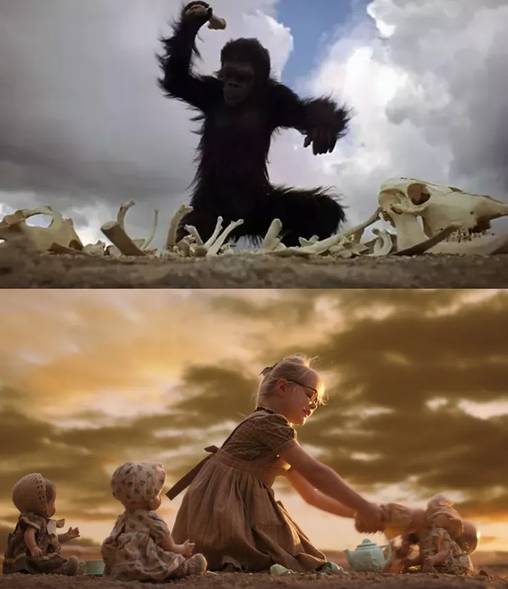 《2001太空漫遊》與《芭比》的片頭對照