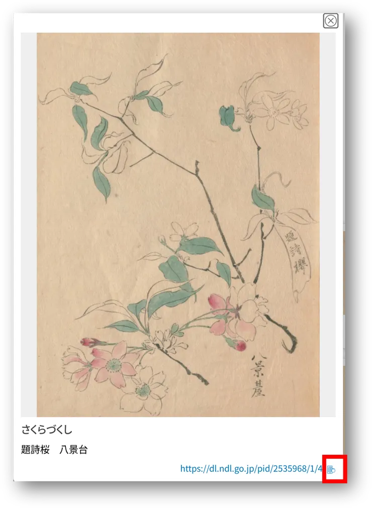 ▲右下角紅色框中的正方形圖示點按看更多 (圖片來源/國立國會圖書館NDL Image Bank網站截圖)