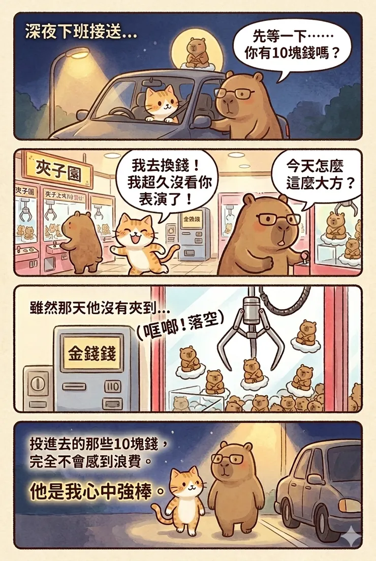 「比起夾到什麼，我更想看你表演。」
