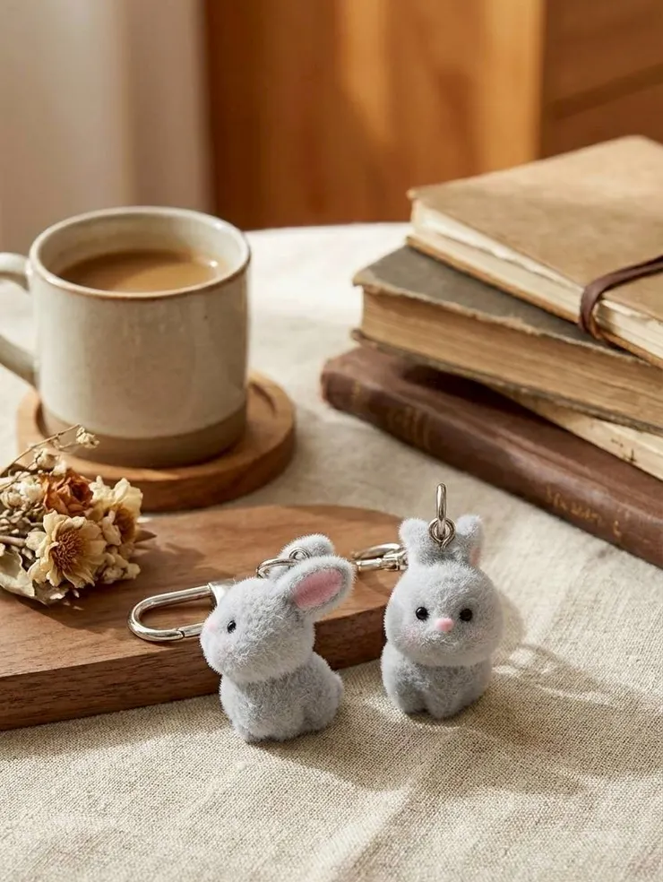 小灰兔吊飾x2