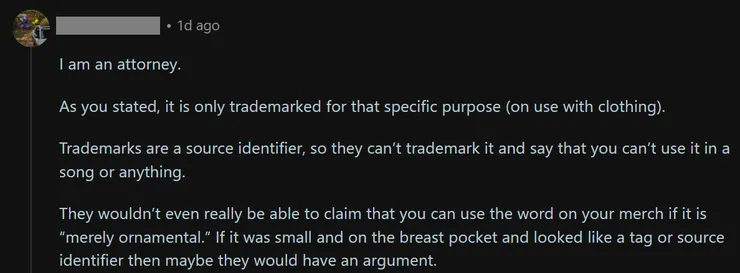 謝謝這位律師 Metalhead 的友善交流！