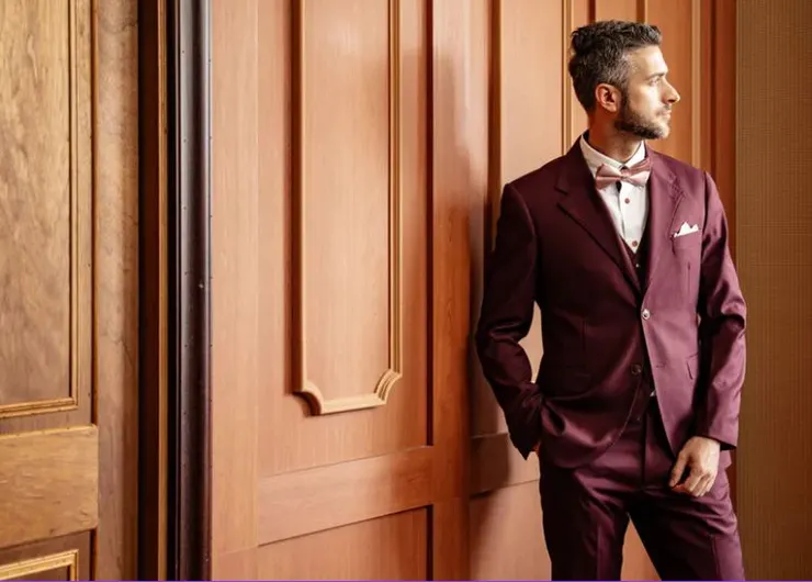 10. 千鳥格紋英倫西裝外套 5024 酒紅色