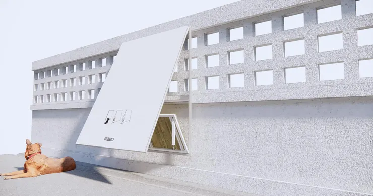 展開的三角棚空間就是狗狗們的休憩處