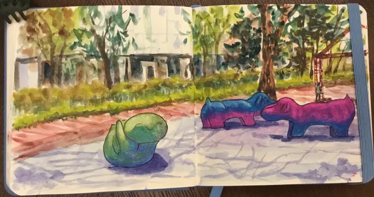 明古連街邊的可愛雕塑