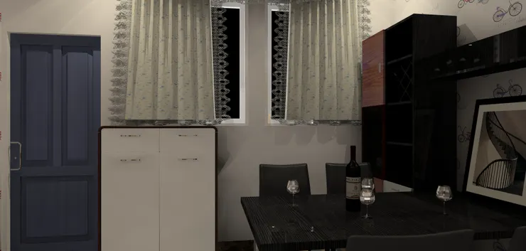 雖然客廳沒有組合櫃,但其實它在飯廳。我真的挺喜歡這件傢俱,不但很多儲物空間,桌子跟櫃子成T形,善用空間之餘也很好看。