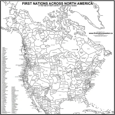 清晰簡單的北美原住民地圖
