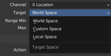 Target Space下拉式選單