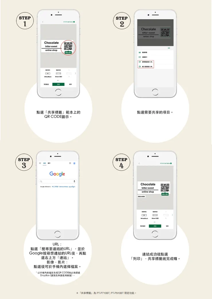 QR Code 操作步驟，資料取自官方線上說明書
