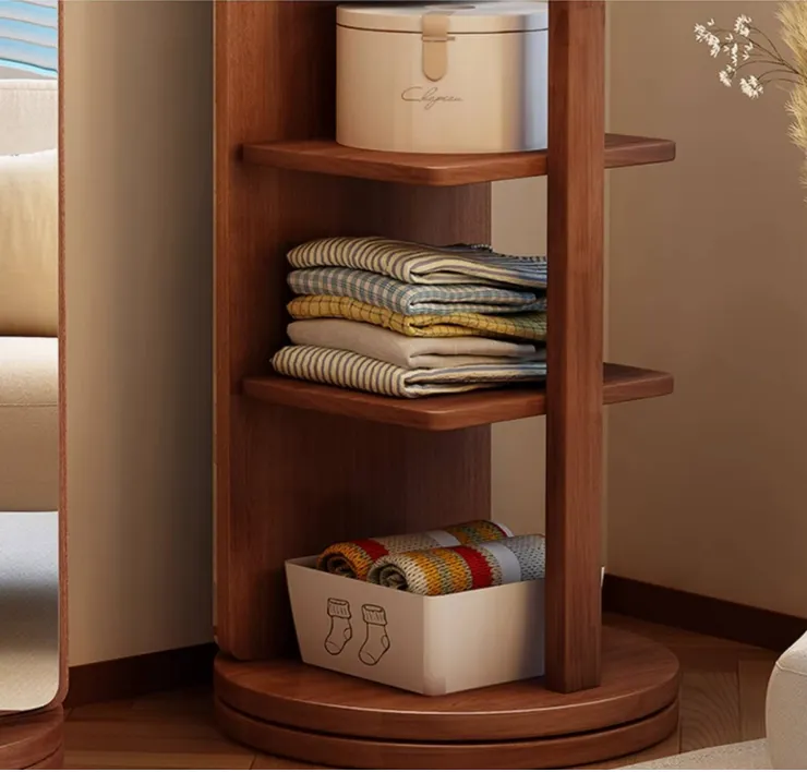 多層置物｜多功能旋轉掛衣鏡