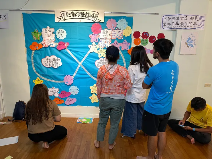 用微結構來討論微結構，讓書屋老師們彼此互動參與，跨書屋的協作討論，達到資源連通與溝通順暢的效果，並且透過「生態循環規劃」分析組織中的活動與彼此間的關係，辨識障礙跟可能的機會。