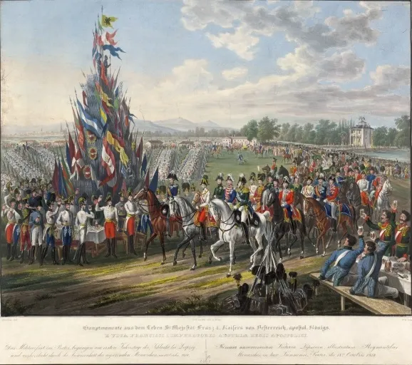 1814年10月18日，在維也納普拉特，與奧地利皇帝弗朗茨一世一起慶祝萊比錫戰役一週年，當天，整個德國都舉行了類似的活動。