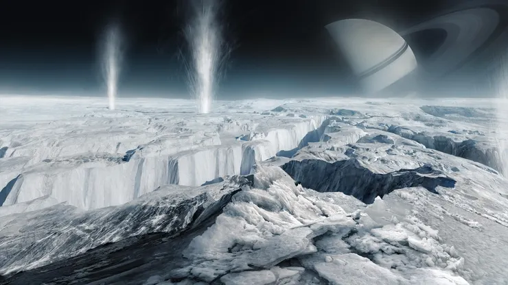 木星衛星歐羅巴表面布滿水冰冰層，裂隙噴發噴泉。（圖片來源：https://xrmust.com/xrmagazine/eliza-mcnitt-astra/）