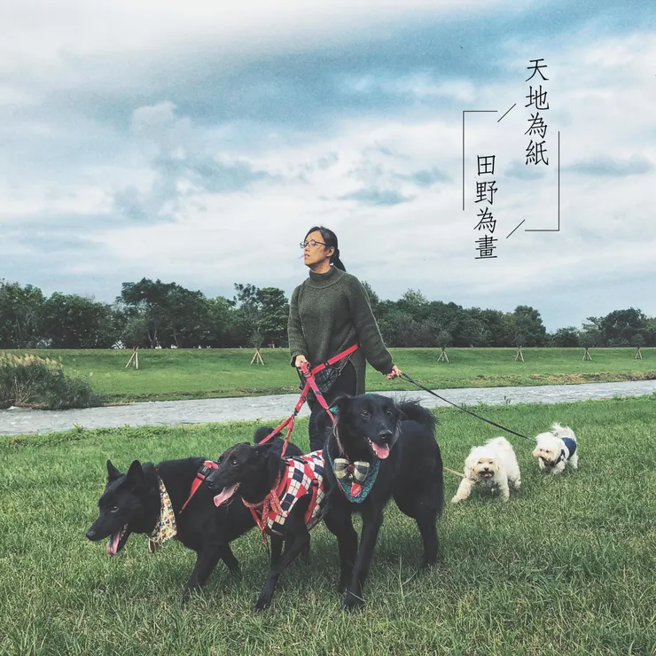 我們家的毛小孩們，因為多數是黑狗，黑犬為默，才把書店取名為『默默』