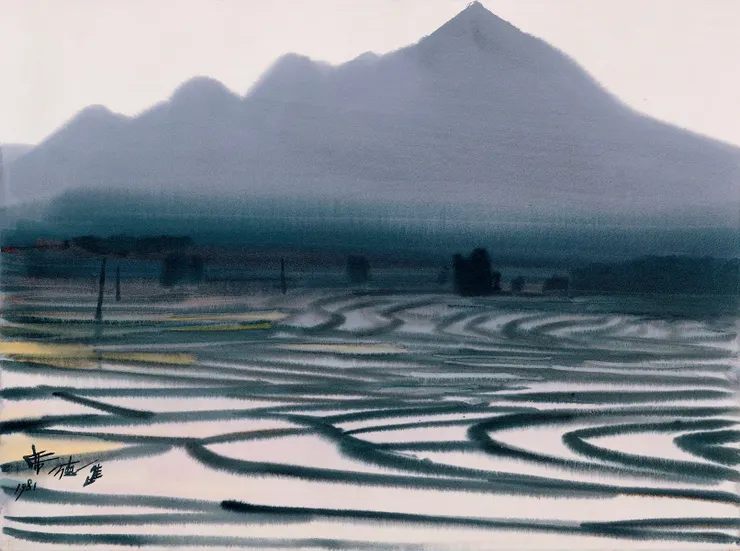 席德進，1981，〈淡水梯田〉