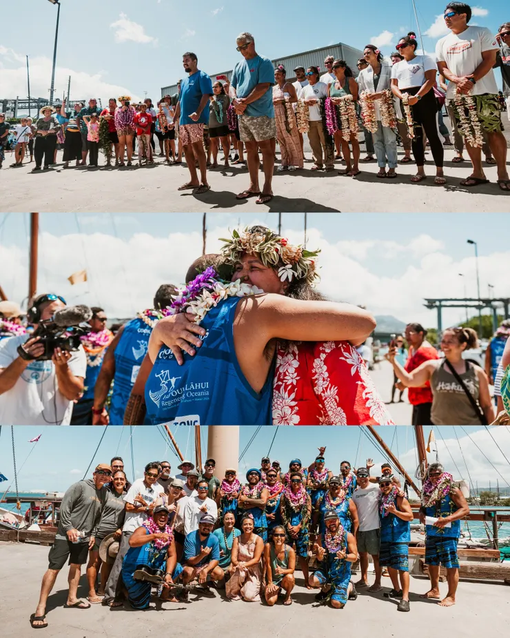 庫克群島 Marumaru Atua 號船員於 6/1 抵達夏威夷。 Photo Credit : Jonathan Salvador, PVS/24060306/24060307