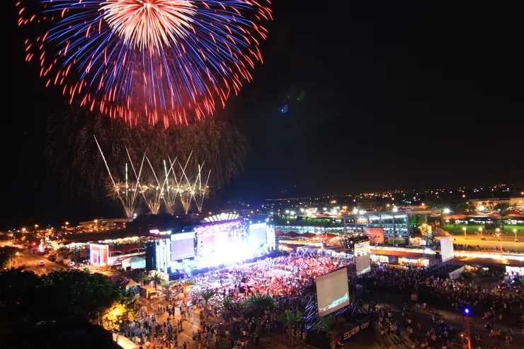 全台最大的 16 吋高空煙火，成為花蓮跨年夜最震撼、最浪漫的畫面。（圖／花蓮縣政府提供)