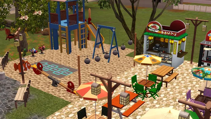 這串大燈籠可說是兩個區域的分界線。