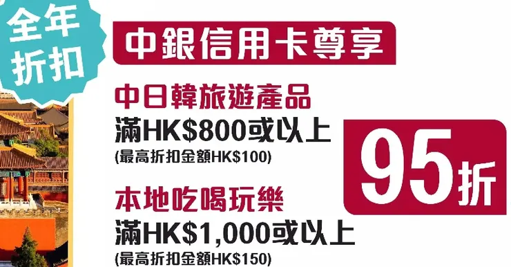 KKday x中銀信用卡持卡人專享優惠