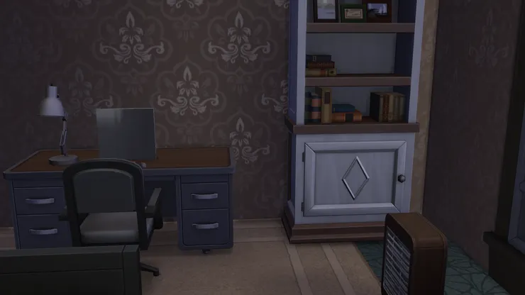 房間以大地色系為主，像絲綢那樣的壁紙盡顯貴氣