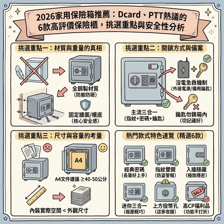 2026家用保險箱推薦：Dcard、PTT熱議的6款高評價保險櫃，挑選重點與安全性分析