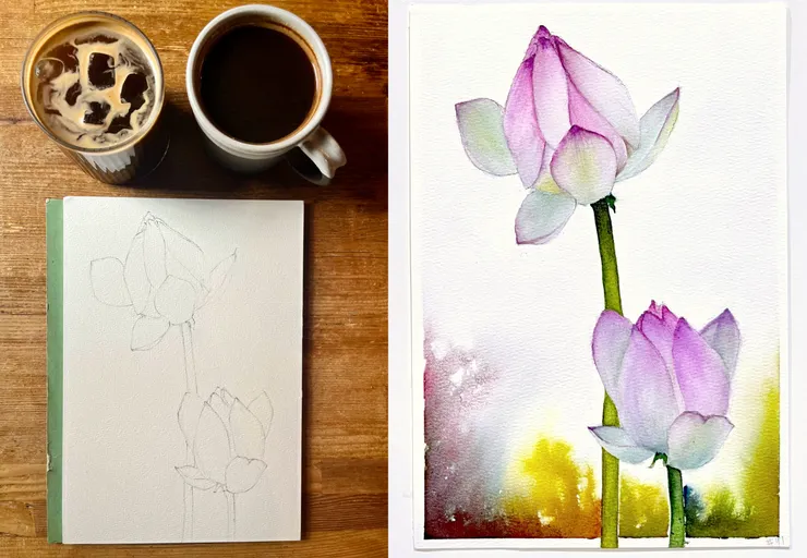 圖YHCC@水彩練習W91線稿與完稿, 26x18cm